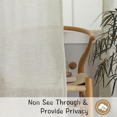 Cream Natural Linen Back Tab Curtains 84 Inch Length for Living Room,2 Panels Hook Belt Pleated Drapes Neutral Modern Farmhouse Boho Light Filtering Privacy Semi Sheer Bedroom Curtains,Ivory Colored - Image 4