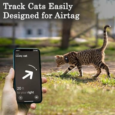 OOPSDOGGY Leather AirTag Cat Collar with Bell - Non Breakaway Kitten Collar with Apple Air Tag Holder - Lightweight GPS Pet Collars for Girl Boy Cats, Small Dogs, Puppies (Black) - Image 2