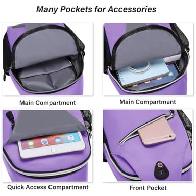 MOSISO Sling Backpack, Multipurpose Crossbody Shoulder Bag Travel Hiking Daypack, Light Purple, Medium - Image 2