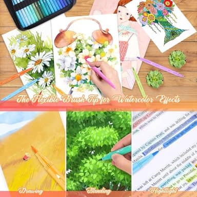 Soucolor Art Supplies for Adults Kids, 72 Colors Dual Tip Brush Fine Tip Markers, Art Kit Drawing Set with Art Case Coloring Set, Art Set for Kids, Kids Art Supplies for School, Gifts for Girls & Boys - Image 4