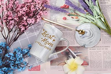 Best Mom Ever Coffee Mug - Gifts for Mom from Daughter Son - Birthday, Christmas, Mother's Day - 14 Ounce With Gift Box, Spoon, and Mug Mat - Gray - Image 2