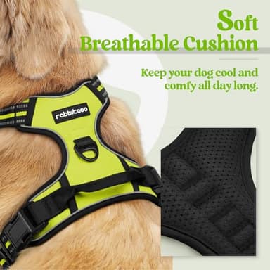 rabbitgoo Dog Harness No Pull with 2 Leash Clips, Adjustable Soft Padded, Reflective Oxford No Choke Pet Vest with Easy Control Handle for Small Dogs, Wild Lime,S - Image 2