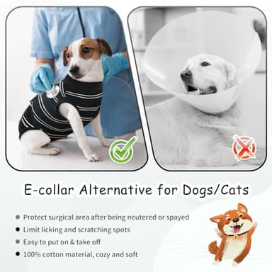 Kuoser Dog Surgery Recovery Suit for Female Male Dogs, Stripes Spay Neuter Anti-Licking Dog Onesie, Surgical Suit Snugly Pet Post Surgery Vest Bodysuit for Abdominal Wounds Skin Disease, Black XL - Image 6