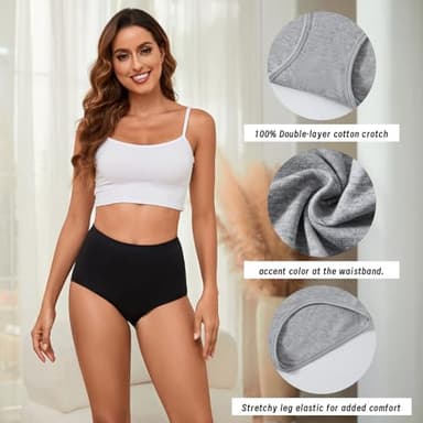 MEIDAYAI Womens Underwear Cotton Tummy Control High Waisted Underwear Soft Breathable Full Coverage Panties Multipack - Image 5
