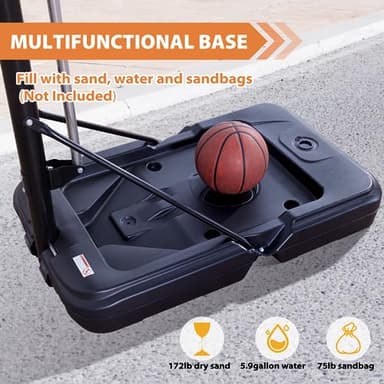 AWII SPORT Basketball Hoop Outdoor Protable 48 Inch Impact Backboard, 4.8-10FT Height Adjustable Basketball Hoop Goal System with Wheels for Adults - Image 8