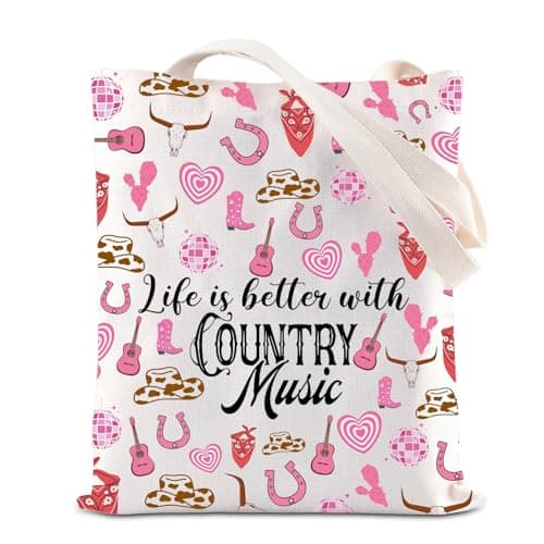 Country Music Lover Gift Country Girl Makeup Bag Life Is Better With Country Music Zipper Pouch Western Rodeo Gift (MUSIC TOTE) - Image 1