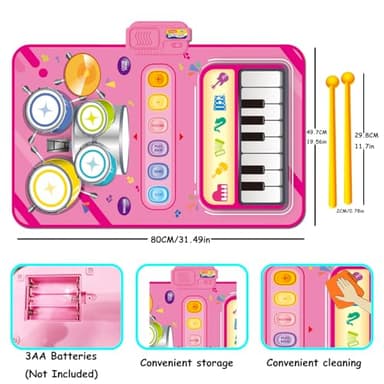 Toys for 1 Year Old Girl Gifts,2 in 1 Piano Mat Montessori Toys for 1 2 Year Old Girl,Educational Musical Toy First Birthday Gifts for 1 2 3 Year Old Girls,Christmas Stocking Stuffers for Toddler Girl - Image 4