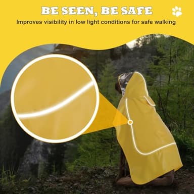 VavoPaw Dog Raincoat for Large Medium Small Dogs, Adjustable Dog Rain Jacket with Clear Hood, Dog Poncho with Magic Tape and Reflective Strips, Yellow, XL - Image 3
