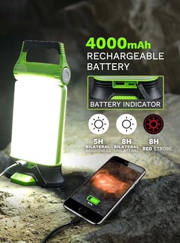 Favourlite Camping Lantern - 1500LM 2COB Rechargeable 180 Rotatable LED Lantern with 4000mAh Phone Charger for Emergency Power Outages & Hiking - Image 5