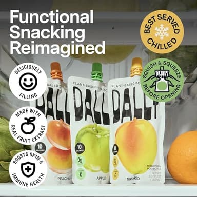 Dally Drinkable Konjac Jelly Variety Pack (10 Pouches) – 10-Calorie, Zero Sugar Korean Fruit Snack – Mango, Peach & Apple Flavors – Prebiotics & Postbiotics for Skin, Immune & Weight Management - Image 5