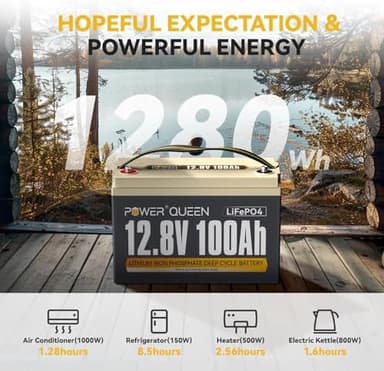 Power Queen LiFePO4 Battery 12V 100Ah Group 31 Lithium Battery, 100A BMS Rechargeable Deep Cycle Battery,100A BMS 1280Wh Higher Energy Density,15000 Cycles for RV, Van, Trailer, Marine,Solar - Image 4