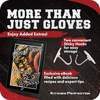 KITCHEN PERFECTION Silicone Smoker Oven Gloves -Extreme Heat Resistant Bbq Gloves -Handle Hot Food Right on Your Smoker Grill Fryer Pit|Waterproof Oven Mitts Grill Gloves |Superior Value Set+3 Bonuses - Image 4