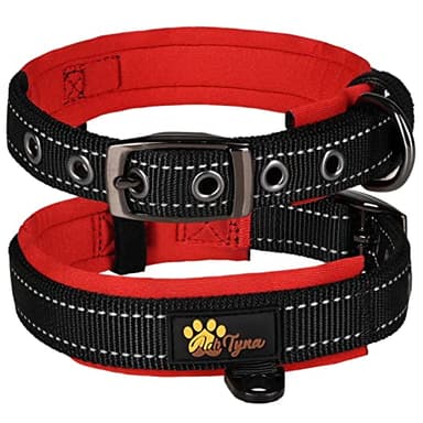 ADITYNA Dog Collars for XSmall Dogs - Padded Ultra Comfortable Soft Neoprene, Reflective, Heavy Duty - Black Extra-Small Collar - Image 1