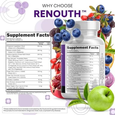 Clean Resveratrol Supplement | Berberine Grape Seed Extract Quercetin Green Tea Extract Acai Noni Polyphenol Supplement for Women & Men Anti Aging N-Acetyl Cysteine NAD Booster - Image 4
