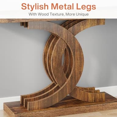 Tribesigns Console Tables for Entryway, Modern Farmhouse 39-inch Entryway Table with Geometric Base, Wooden & Metal Hallway Table/Narrow Sofa Table/Accent Table for Entrance, Living Room - Image 8