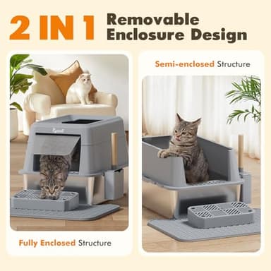 Rywell Stainless Steel Litter Box, Covered XL Extra Large Cat Litter Box Enclosure, Metal Kitty Litter Boxes with Lid, Litter Scoop, Filter Pedal and Litter Mat, Anti-Leakage, Non-Stick, Easy to Clean - Image 7