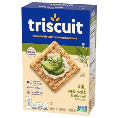 Triscuit Dill, Sea Salt & Olive Oil Whole Grain Wheat Crackers, Lunch Snacks, Bulk Snack Crackers, 6 - 8.5 oz Boxes - Image 16