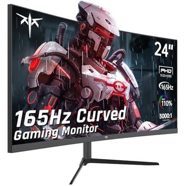 KTC 24 Inch Curved Gaming Monitor, 165Hz FHD 1080P Frameless Computer Monitor, Freesync/G-Sync Support, 99% sRGB, 3000:1 Contrast, HDMI, DisplayPort, Wall Mountable/Tilt Adjustable, H24S17 - Image 1