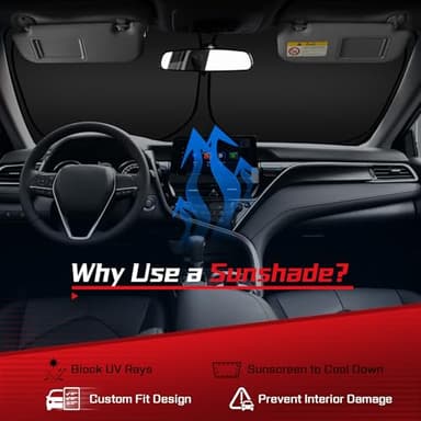 ARISMOTOR Windshield Sun Shade for Mazda CX-90 CX90 PHEV 2024-2025 2026, Custom Fit Foldable Front Window Sunshade Sun Visor Protector, Block UV Rays Keep Your Car Cooler - Image 3