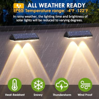 LIANGLOME Solar Fence Lights Outdoor - 2700/4000/6000K 3 Mode, Waterproof LED, Fence Light Solar Powered for Outside, Backyard/Railing/Step/Patio/Wall and Home Improvement(8 Pack) - Image 3