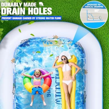 Large Inflatable Swimming Pool for Kids and Adults,Thickened Adult Pool for Backyard with Seat and Backrest, Kids Outdoor Blow up Pools,118"X75"X22"Inflatable Pools for Summer (Sky Blue) - Image 7