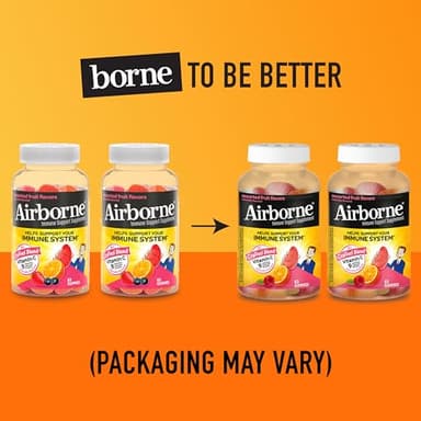 Airborne 750mg Vitamin C Gummies for Adults, Immune Support Gummies with Powerful Antioxidants VIT C & E, Caffeine Free - 2x63ct Bottle (42 Servings), Assorted Fruit Flavor - Image 7
