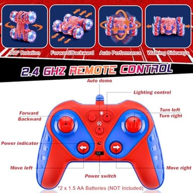 Punieayi Gesture Sensing Remote Control Car, 2.4Ghz RC Cars with Wholebody Light & Headlight, Hand Controlled Double Sided Rechargeable RC Stunt Car Spider Toys for Boys 4-6 5-7 8-13 - Image 6