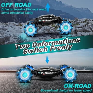 Fosgoit RC Cars, Gesture Sensing Stunt Car Toys for Boys Girls 6-12 Year Old, 2.4Ghz 4WD Hand Remote Control Toy 360° Rotate Transform Off-Road Drift with Lights Music, Birthday Xmas Gifts for Kids - Image 2