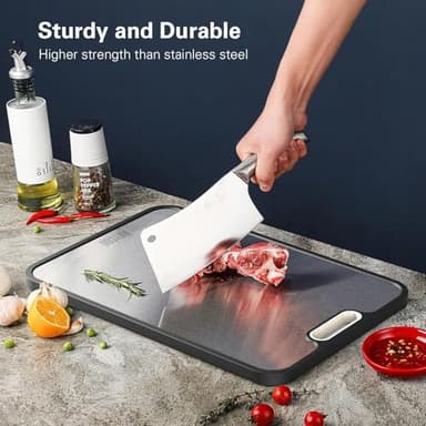 Titanium Cutting Board, Cutting Boards for Kitchen Double Sided, Pure Titanium/Wheat Straw PP Chopping Board, Large Size 15.2"×10.4", Dishwasher Safe - Image 3