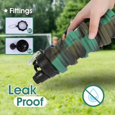 Collapsible Water Bottle for Adults, Boys, Students, Kids, Reusable Silicone Foldable Water Bottles for Travel Camping Hiking, Portable Sports Water Bottle, Camouflage - Image 6