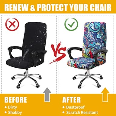 Smiry Stretch Printed Computer Office Chair Covers, Soft Fit Universal Desk Rotating Chair Slipcovers, Removable Washable Anti-Dust Spandex Chair Protector Cover with Zipper, Blue Green - Image 7