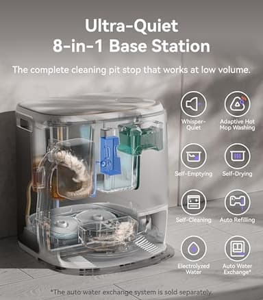 NARWAL Freo Z Ultra Robot Vacuum and Mop Combo, Dual RGB Cameras and Chips, AI Avoidance, 12000Pa Suction, Real-Time Decisions, Adaptive Hot-Water Self Wash & Self Emptying,Quiet, White (Renewed) - Image 3