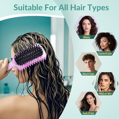 Curl Defining Brush, Curly Hair Brush Products for Effortlessly Detangling Shaping and Styling Women's Men's Curls on All Wet or Dry Hair Types, Reduces Frizz (Marble Purple) - Image 3