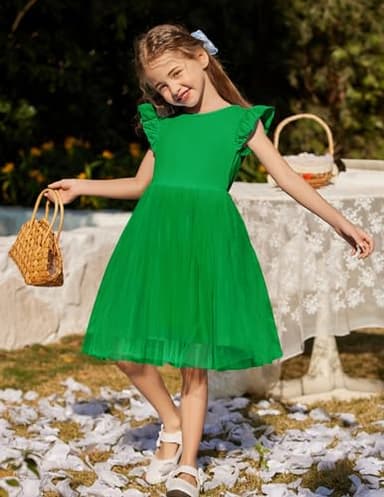 Arshiner Tulle Tutu Dress for Toddler Girls Baby Girl Rose Red Tutu Princess Party Sundress (Green, 4T) - Image 6