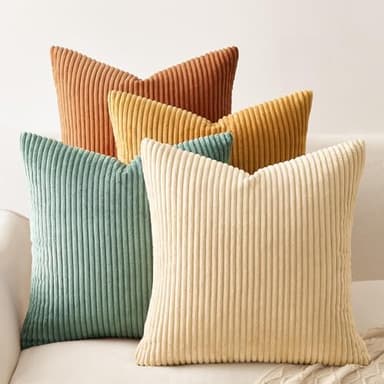 Topfinel Decorative Throw Pillow Covers Cushion Cases, Set of 4 Soft Velvet Modern Double-Sided Designs, Mix and Match for Boho Farmhouse Fall Home Decor (18x18 inch, Orange/Teal) - Image 1