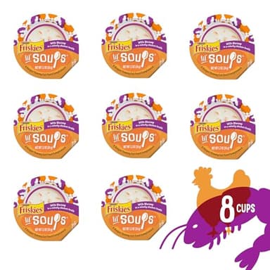 Purina Friskies Grain Free Lickable Cat Food Toppers Lil’ Soups With Shrimp in a Velvety Chicken Broth - (Pack of 8) 1.2 oz. Cups - Image 3
