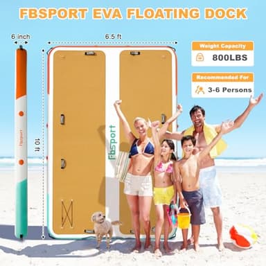 FBSPORT Inflatable Floating Dock, 10ft Inflatable Swim Platform Dock for Lake, Inflatable Water Floating Dock Mat with Non-Slip EVA Surface, Floating Island for Pool Beach Ocean 10x6.5x0.5ft,WoodGrain - Image 2
