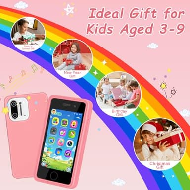 3.97" Touchscreen Kids Toys Smart Phone, Kids Phone with Games & Dual Camera, Toddler Toys Phone, Boys and Girls Learning Toy Phone for 3-9 Years Old (Pink) - Image 8