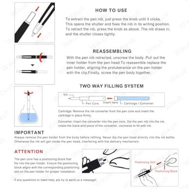 Jinhao 10 Press Fountain Pen with Box, Volcanic Red Retractable Extra Fine Nib with Ink Converter Set (Silver Clip) - Image 6
