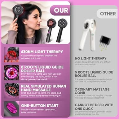 3 in 1 Scalp Massager Hair Growth Hair Oil Applicator,Electric Scalp Brush for Home,IPX7 Waterproof Electric Head Massager - Image 2