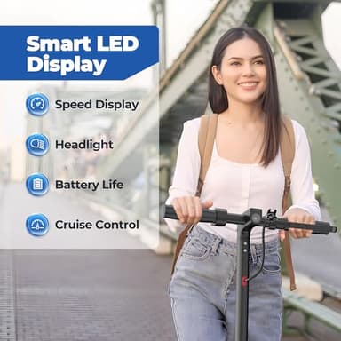 Electric Scooter, 8.5" /10" /14" Tire, 16/19/22 Mph Top Speed, 16/22/27/28/49 Miles Long Range, Folding Escooter for Adults and Teens with Dual Braking,Dual Suspension, App - Image 8
