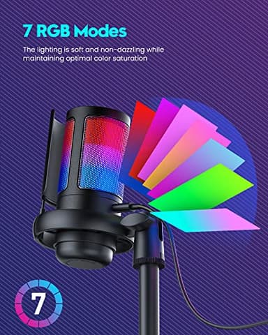 COCONISE Gaming Microphone, USB PC Mic for Podcasts Videos, Streaming, Condenser Mic with Quick Mute, Tripod Stand, Pop Filter, RGB Indicator, Shock Mount, Rotate gain button, Compatible with PS4/5/PC - Image 4