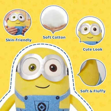 MINISO 8" Minions Stuffed Animals Plush Toys (Bob), Cute Sleeping Bedding Stuffed Animals Kawaii Plushies Pillow for Kids Toddler Toys Boys Girls - Image 3