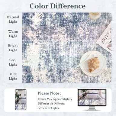 5x7 Area Rugs for Living Room: Washable Modern Abstract Rug Soft Non Slip Rug Indoor Low Pile Carpet for Bedroom Dining Room Home - Blue - Image 8