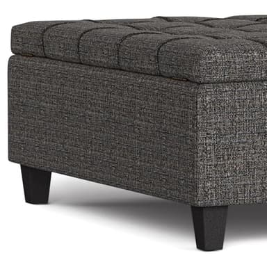 SIMPLIHOME Harrison 40 inch Wide Transitional Square Large Coffee Table Storage Ottoman in Ebony Polyester Tweed, Assembled, for The Living Room and Bedroom - Image 9