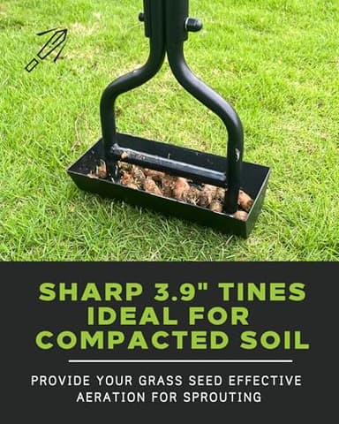 Nucyky Lawn Aerator Coring Tool with Soil Core Tray, Manual Garden Plug Aerator for Grass Aeration, Yard Aerator & A Cleaning Tool for Compacted Soil, Lawn Care, 38”,Chartreuse Handle, Patented - Image 4