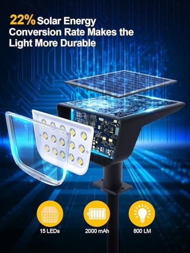 OUGELEE Solar Spot Lights Outdoor, Ultra Bright Solar Garden Lights Warm White, IP68 Waterproof Landscape Spotlights, 800LM 2700K for Yard Garden Wall Driveway, 8 Pack - Image 2