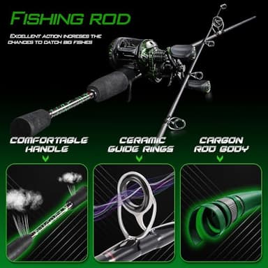 Sougayilang Spinning & Casting Fishing Rod Reel Combos, 2 Pc Sensitive Rod with Stainless Steel Guides for Freshwater Fishing- Casting 6'0" with Right Reel - Image 5