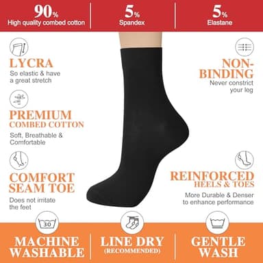 ATBITER Women's Thin Cotton Crew Socks - Soft Above Ankle Bootie Casual Dress Socks 6-Pairs With Gift Box - Image 3