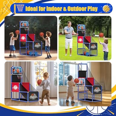 Kids Arcade Basketball Hoop with 4 Balls, Indoor Outdoor Single Shot Basketball Game for Toddler,Carnival Games Sport Toys Gifts for Boys Girls Ages 3-8 Years Old,Ideal for Competition,Pump Included - Image 4